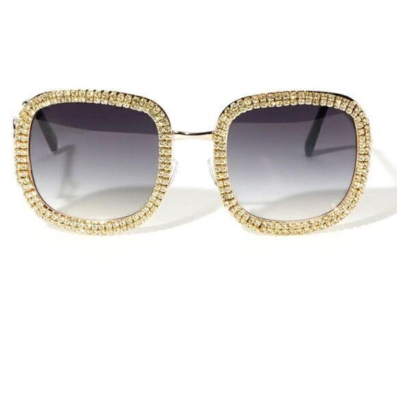 Oversized Rhinestone Square‎ Frame Sunglasses - Picture 3 of 7